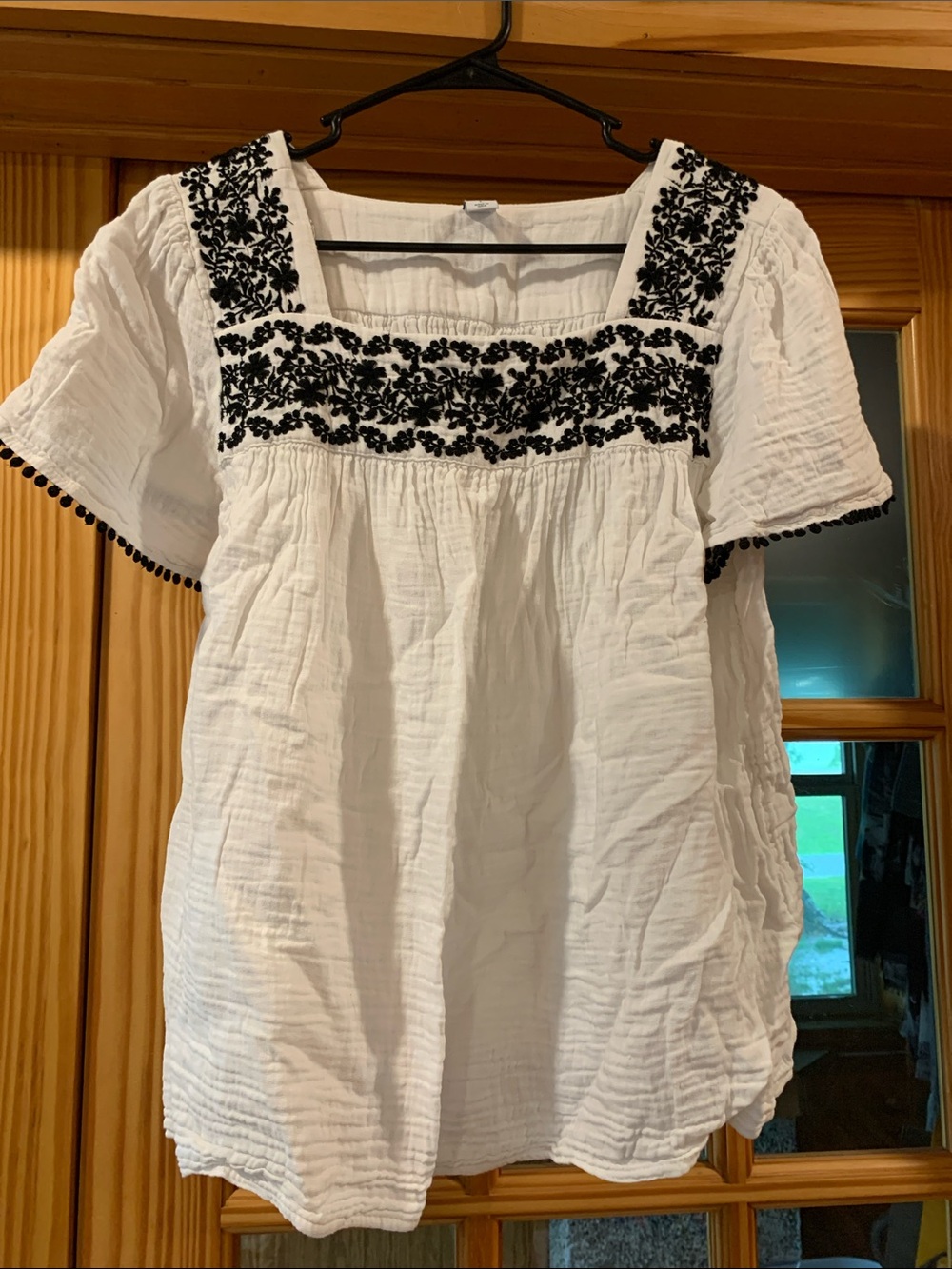 Women’s Old Navy Gauzy Muslin Cotton U SS Square Neck Callalily Blouse L